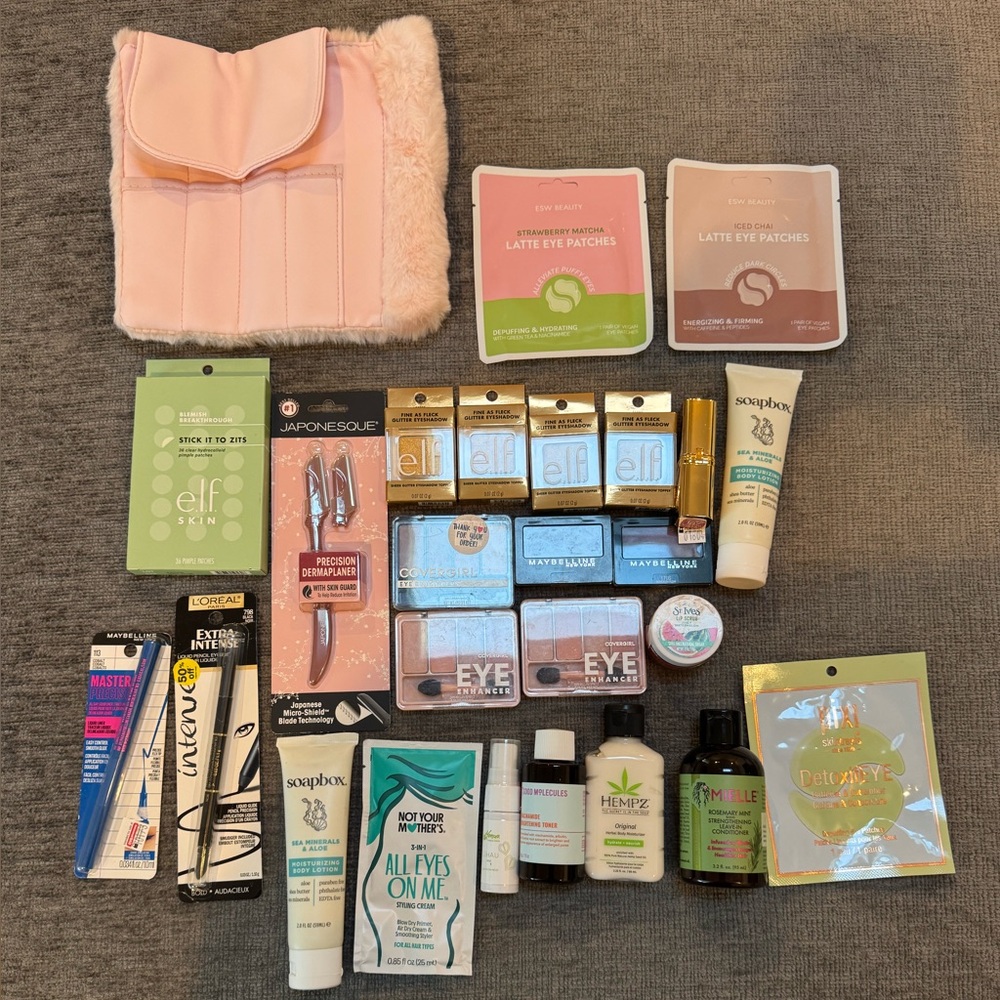 Lot of 25+ makeup, hair and skincare travel full-size